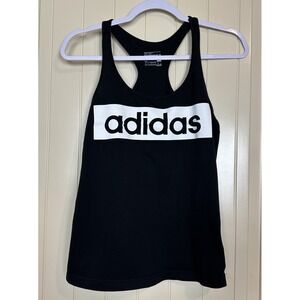Adidas Logo Climalite Sports Essentials Womens Black Racer Back Tank Top Size S‎
